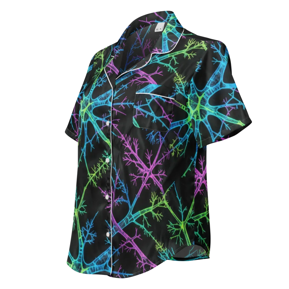 Ultraviolet Branch on Women's Short Sleeve Pajama Top — Left Front