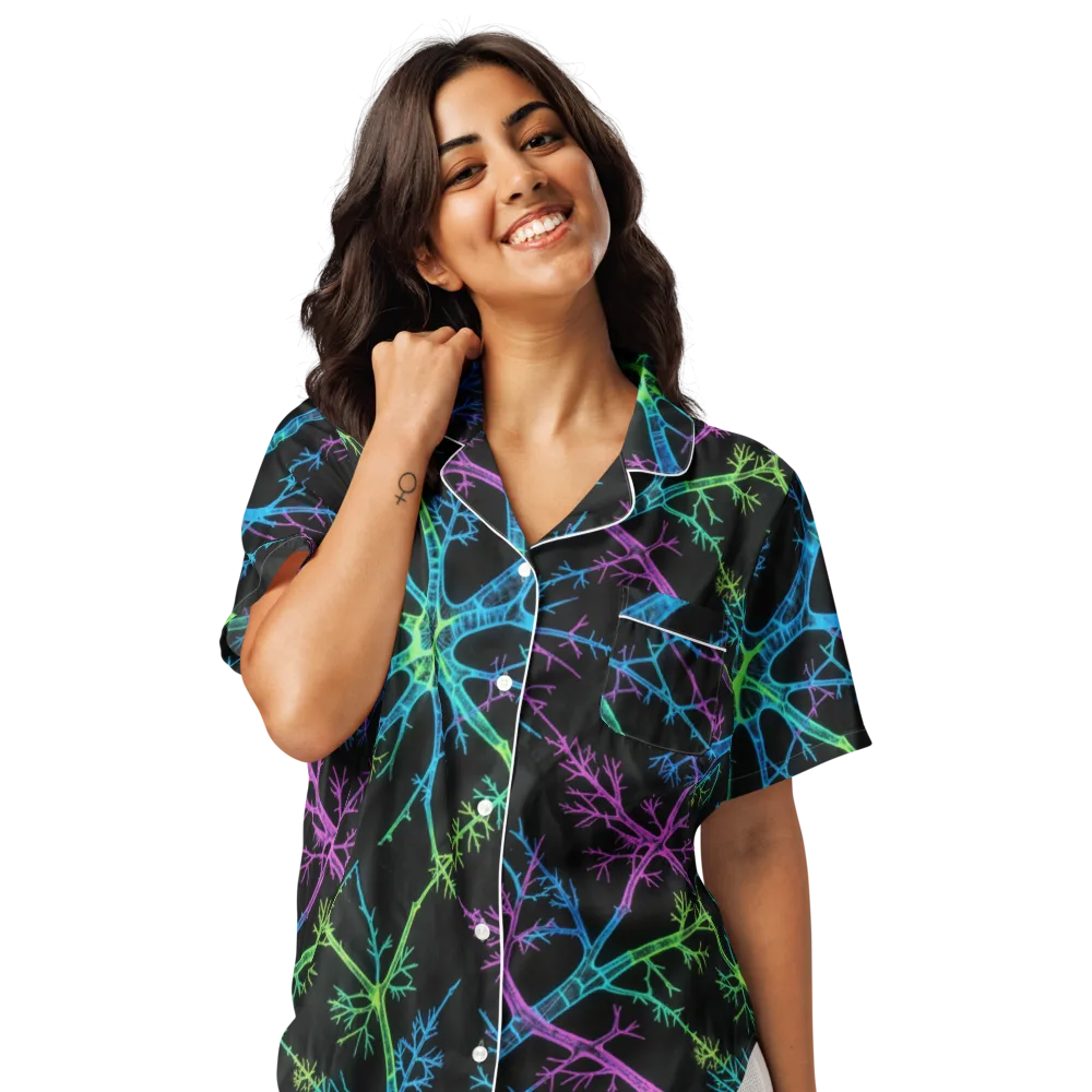 Ultraviolet Branch on Women's Short Sleeve Pajama Top — Front