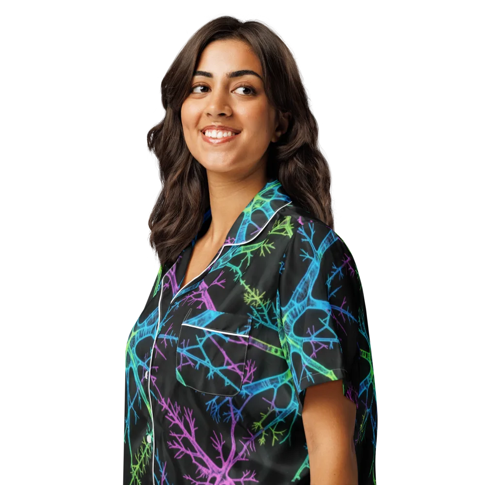 Ultraviolet Branch on Women's Short Sleeve Pajama Top — Left Front