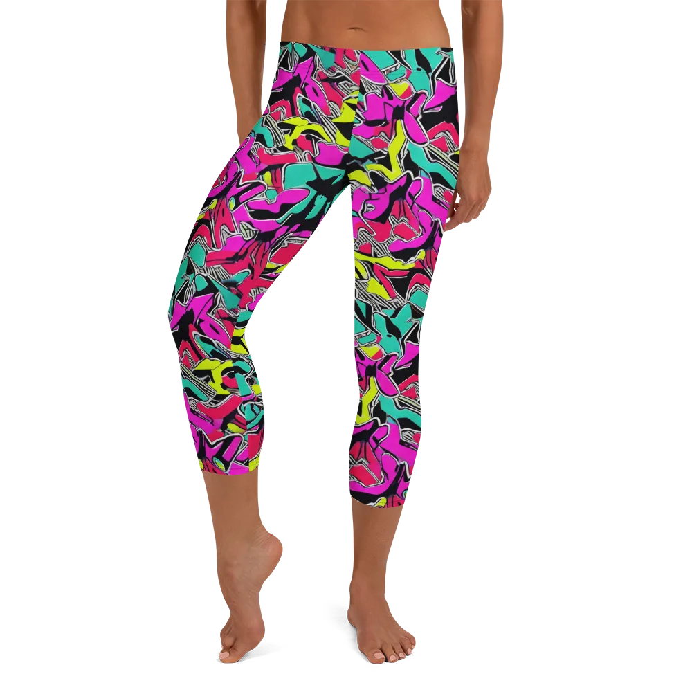 Turbo Kaleidoscope on Capri Leggings — Front