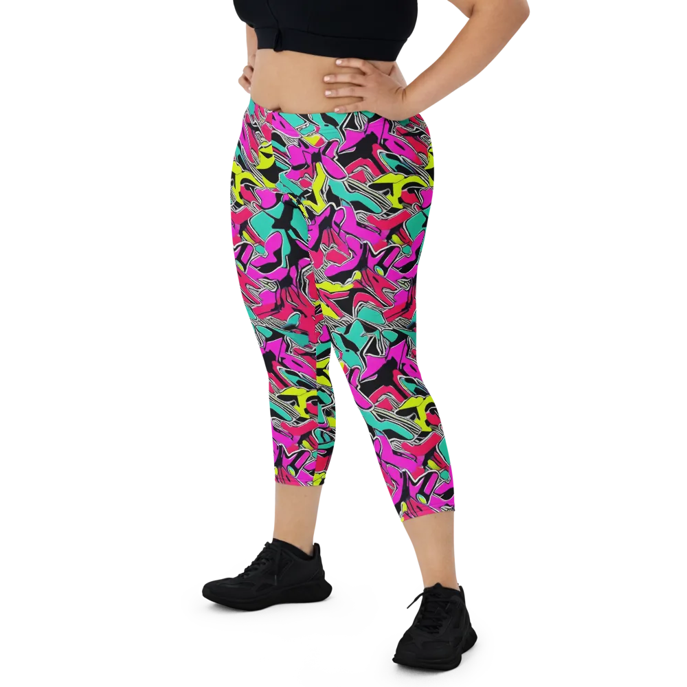 Turbo Kaleidoscope on Capri Leggings — Front