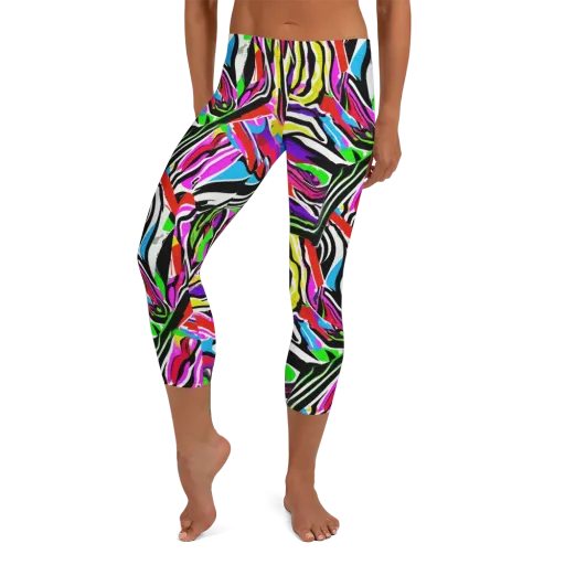 Neon Zebra Current on a Capri Leggings