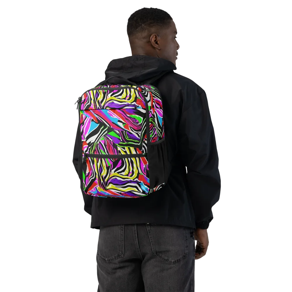 Neon Zebra Current on Utility Backpack — Back