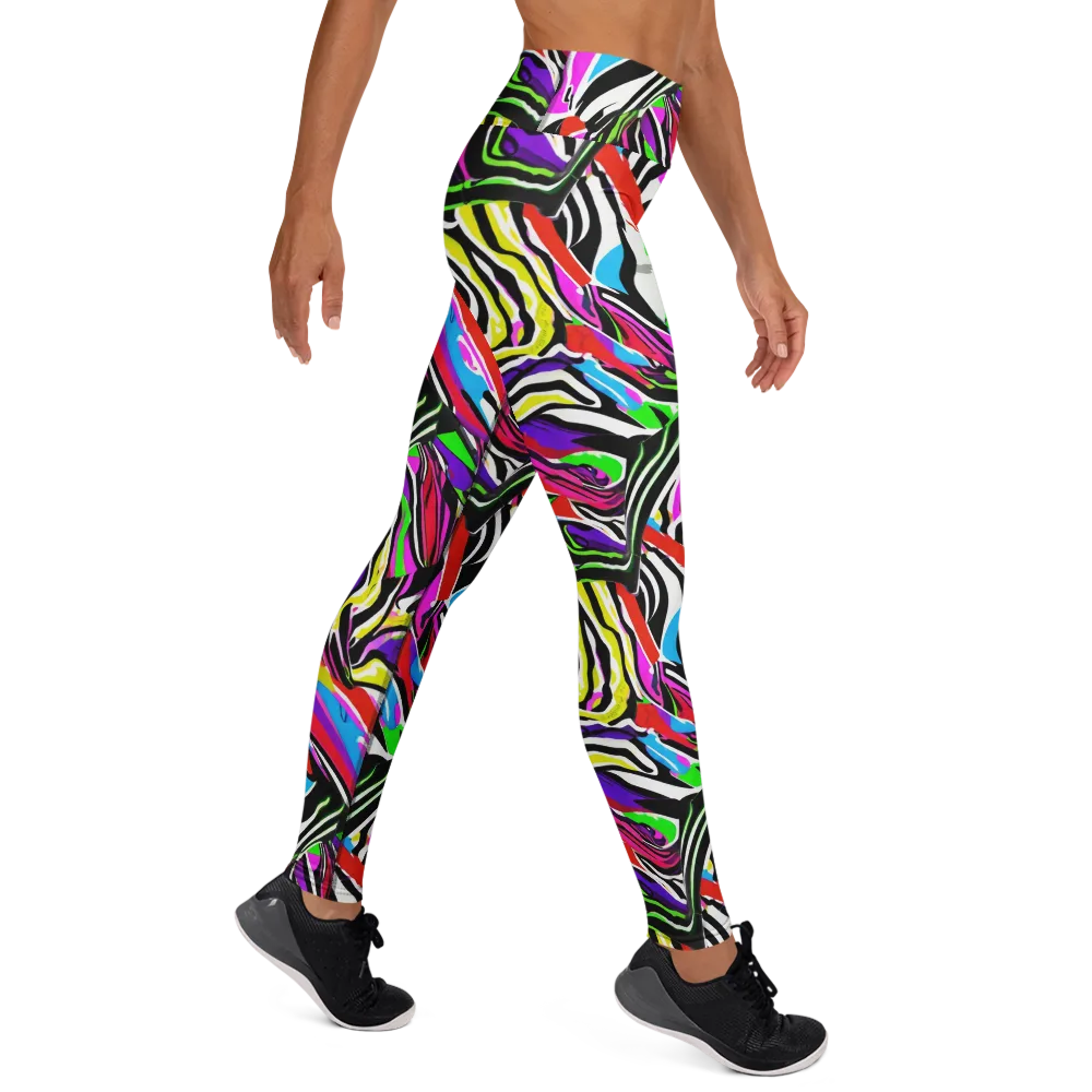 Neon Zebra Current on Yoga Leggings — Right