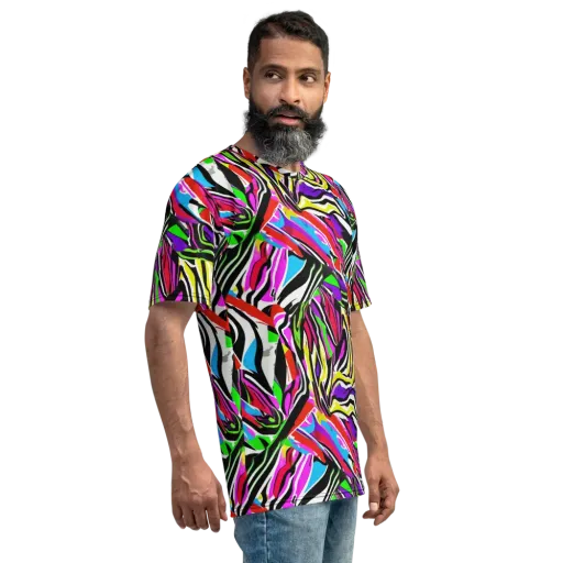 Neon Zebra Current on a Men's Crew Neck T-Shirt