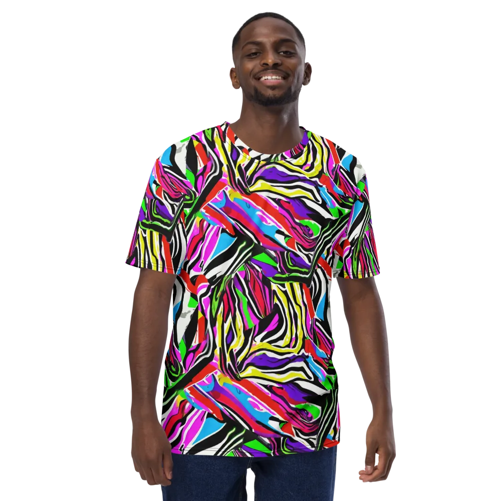 Neon Zebra Current on Men's Crew Neck T-Shirt — Front