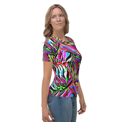 Neon Zebra Current on a Women's Crew Neck T-Shirt