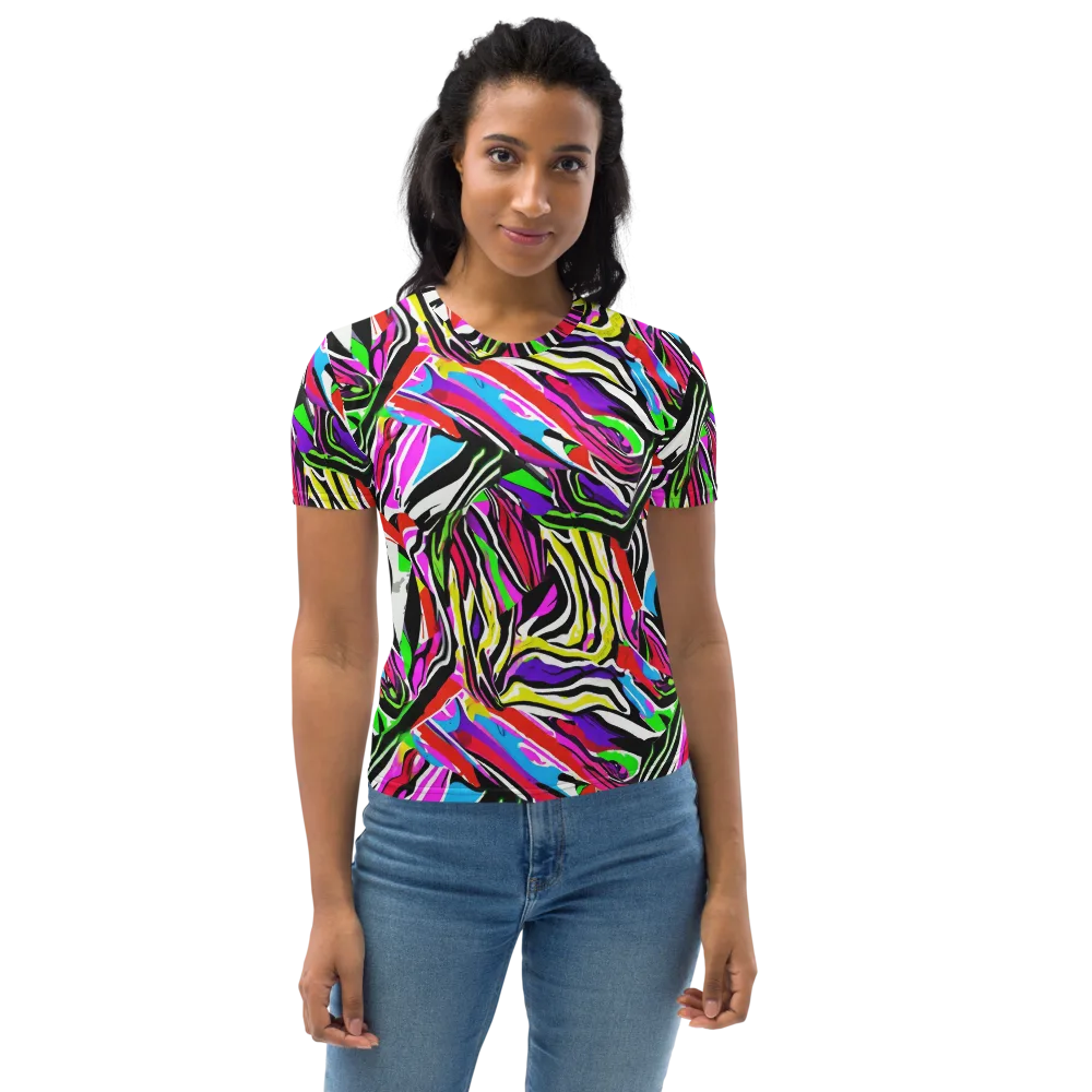 Neon Zebra Current on Women's Crew Neck T-Shirt — Front
