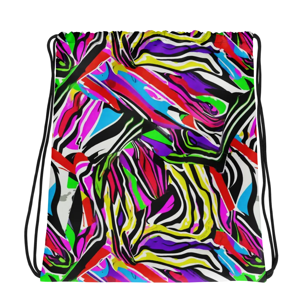 Neon Zebra Current on Drawstring Bag — Photo