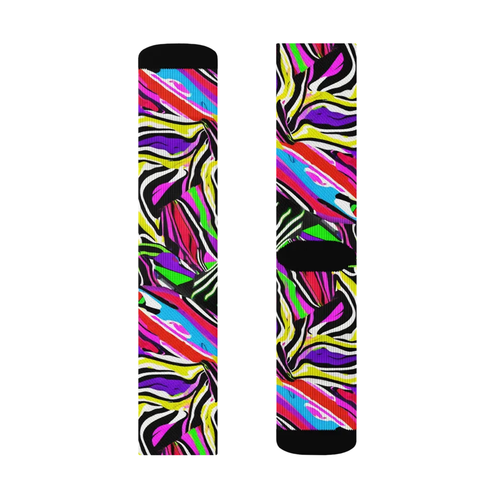 Neon Zebra Current on Socks — Right Sock