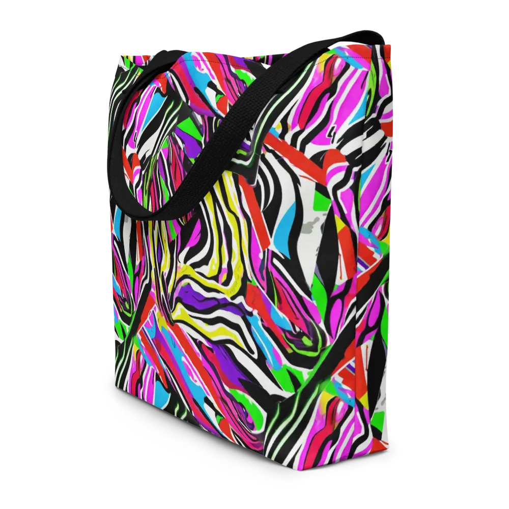 Neon Zebra Current on Large Tote Bag W/ Pocket — Front