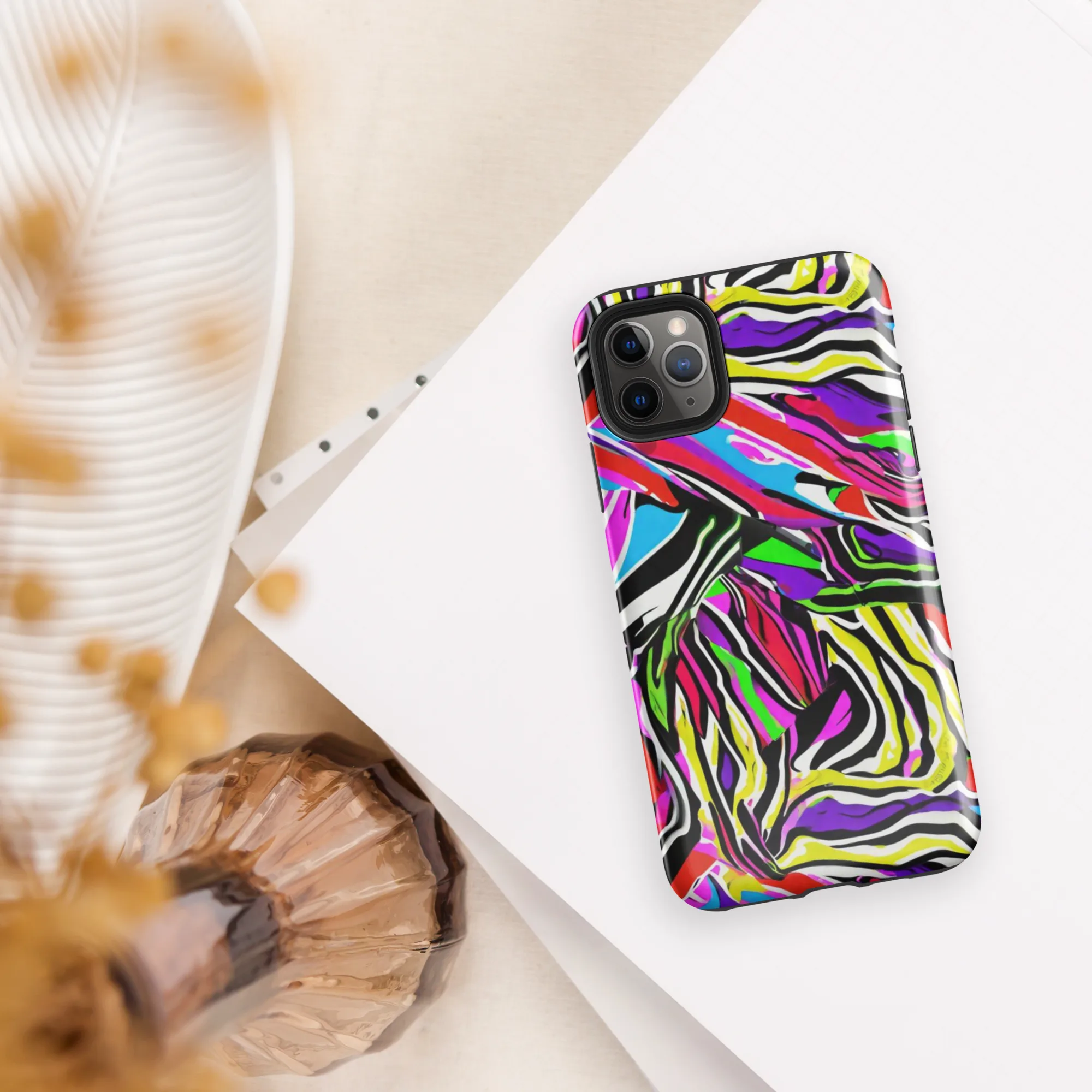 Neon Zebra Current on Tough Case for iPhone® — Front