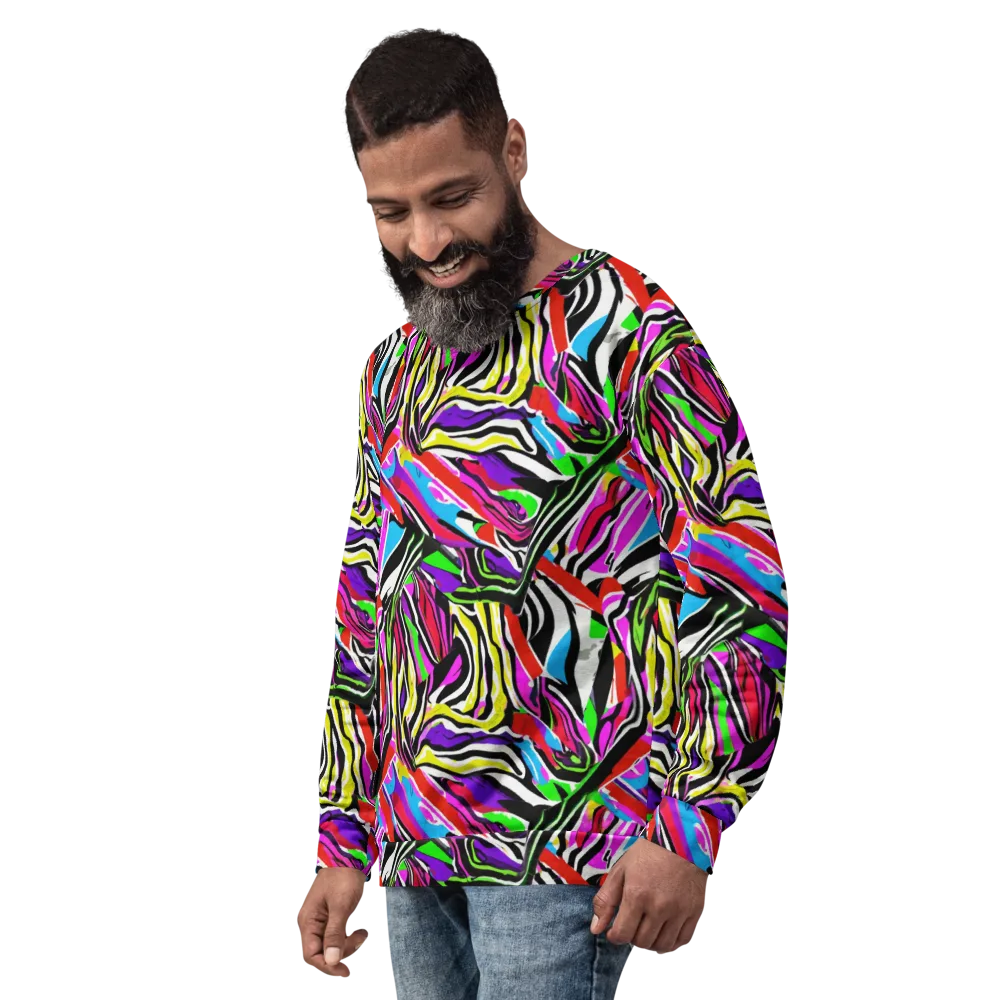 Neon Zebra Current on Sweatshirt — Left Front