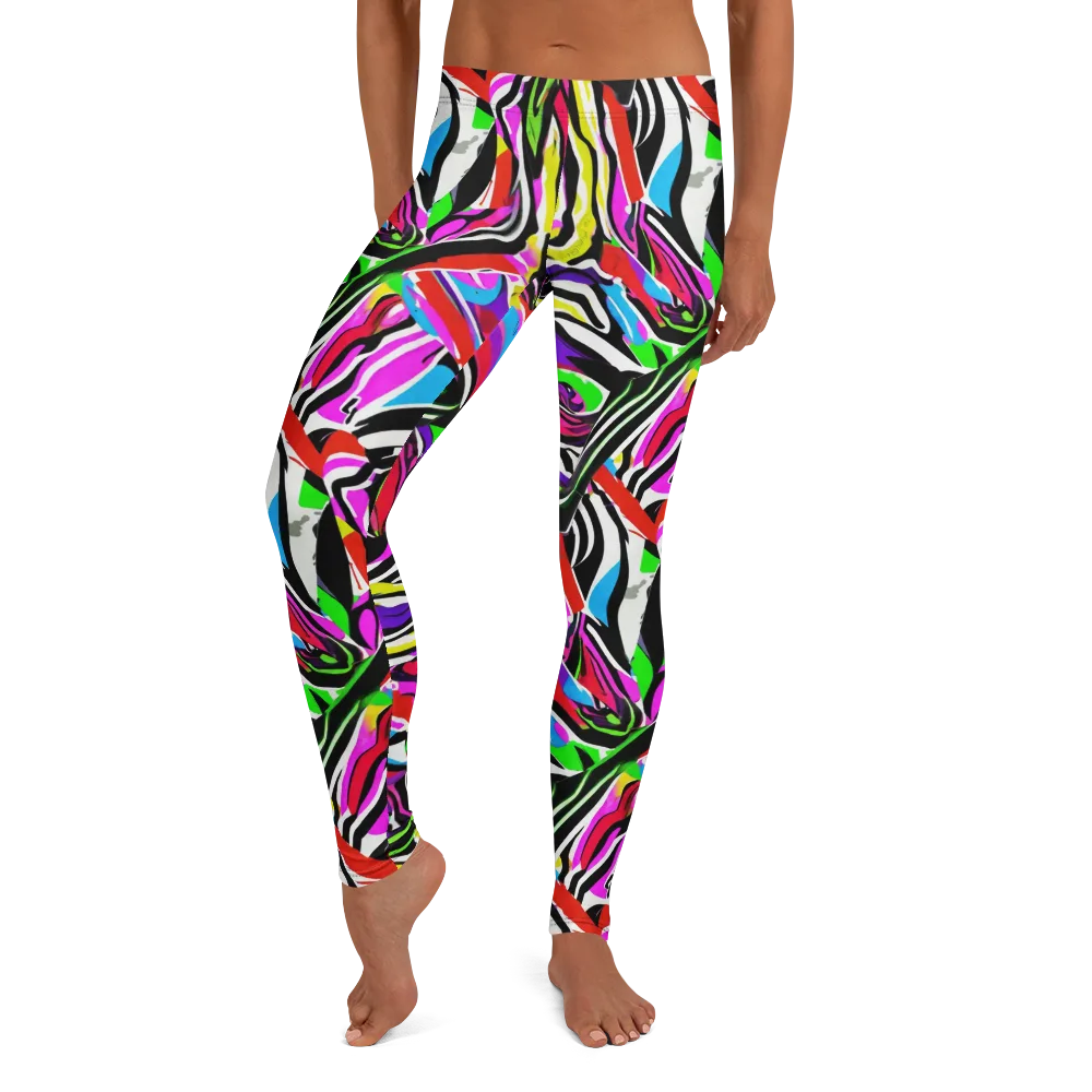 Neon Zebra Current on Leggings — Front