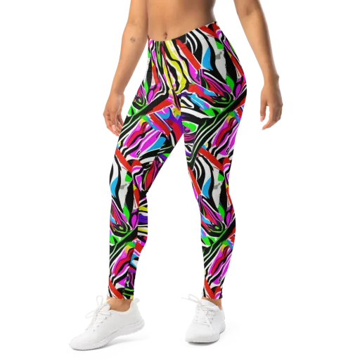 Neon Zebra Current on a Leggings