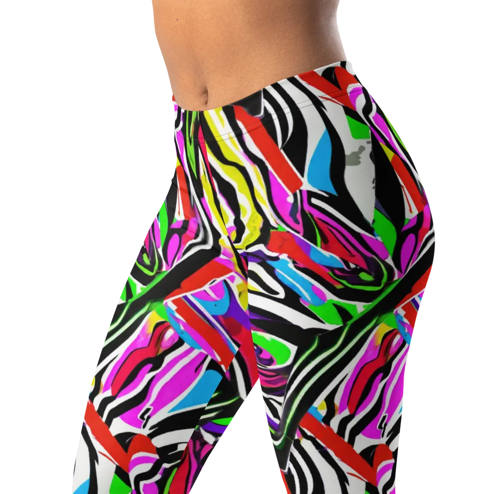 Neon Zebra Current on Leggings — Left Front