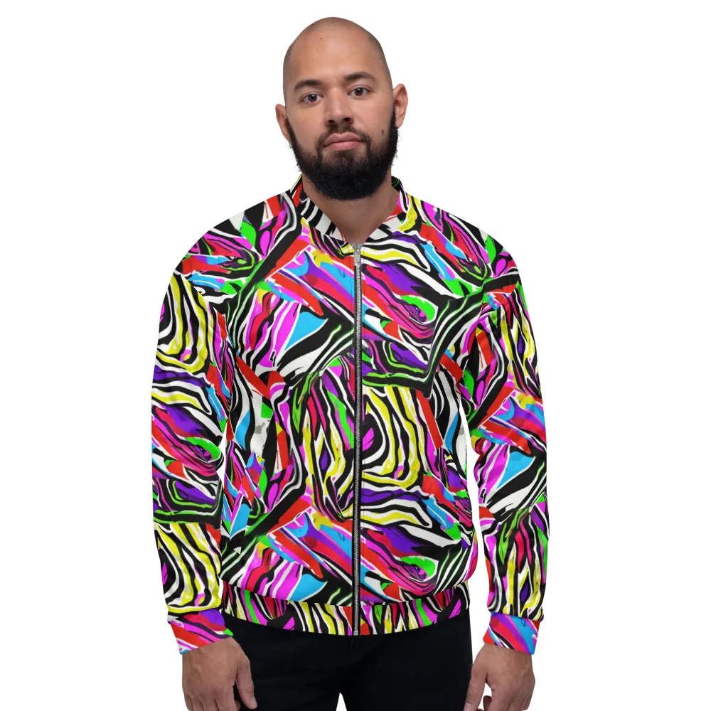 Neon Zebra Current on Bomber Jacket — Front