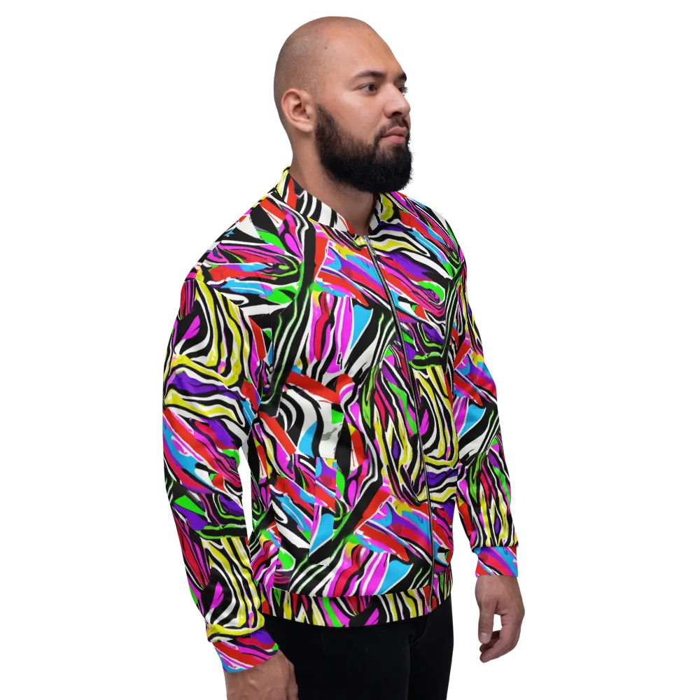 Neon Zebra Current on Bomber Jacket — Right