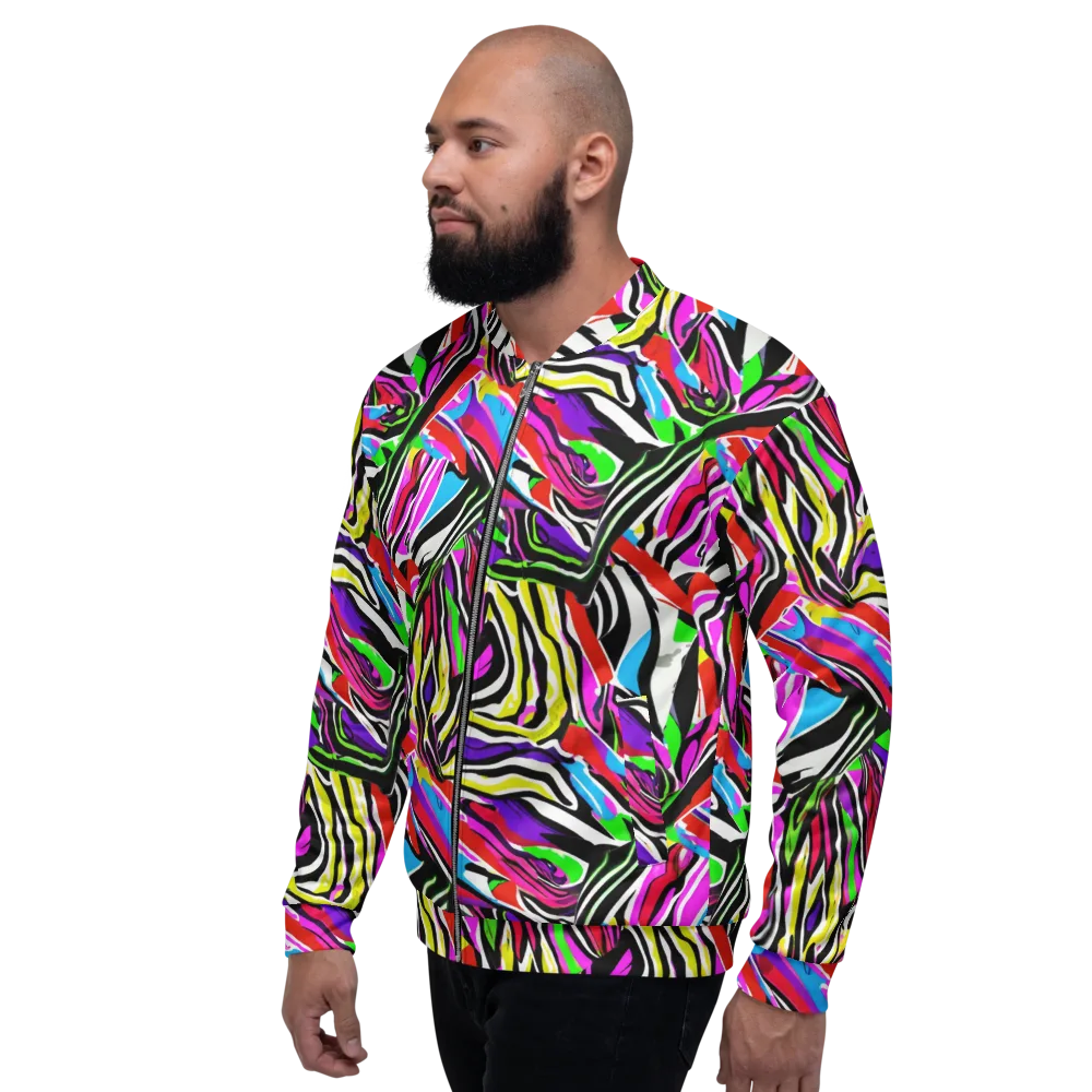 Neon Zebra Current on Bomber Jacket — Left
