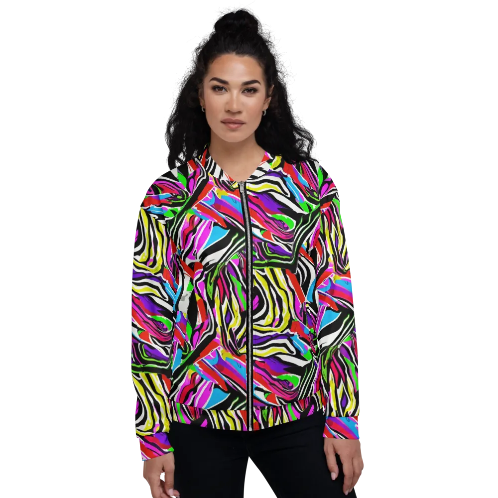 Neon Zebra Current on Bomber Jacket — Front