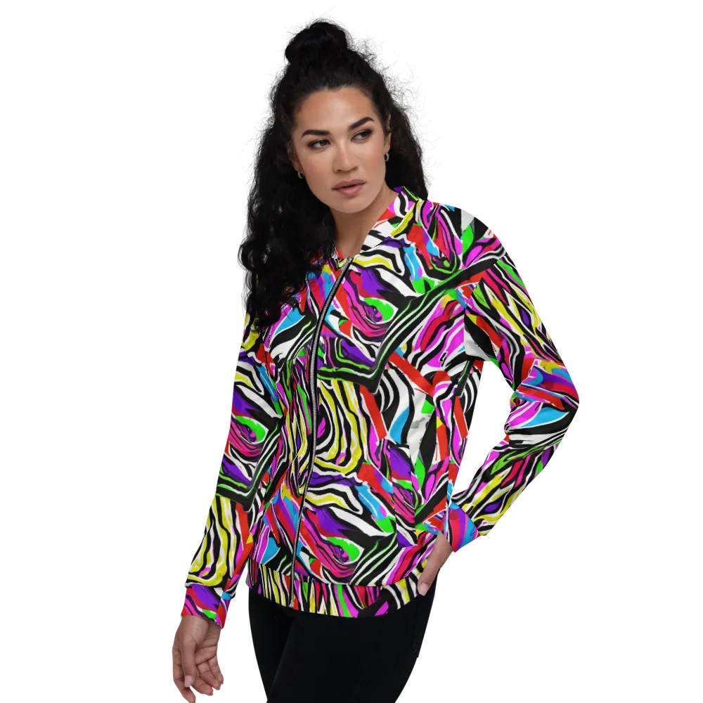 Neon Zebra Current on Bomber Jacket — Left