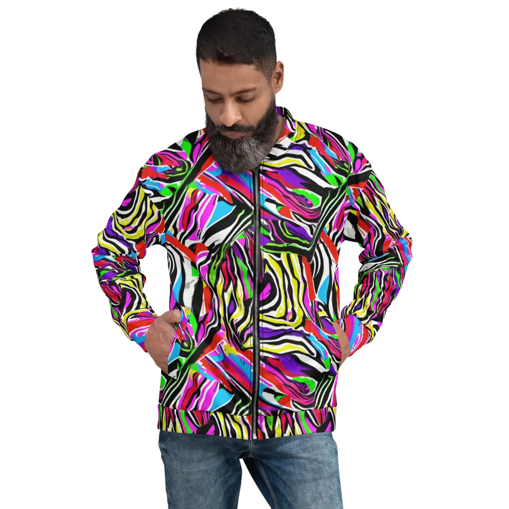 Neon Zebra Current on Bomber Jacket — Front