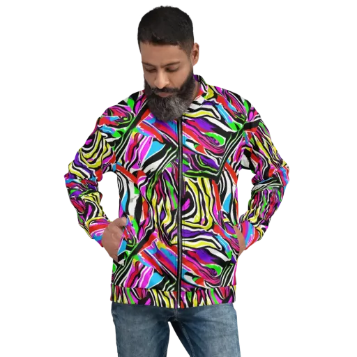 Neon Zebra Current on a Bomber Jacket