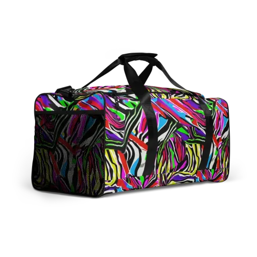 Neon Zebra Current on a Duffle Bag