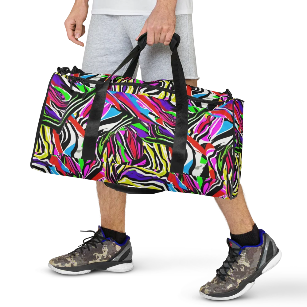 Neon Zebra Current on Duffle Bag — Front