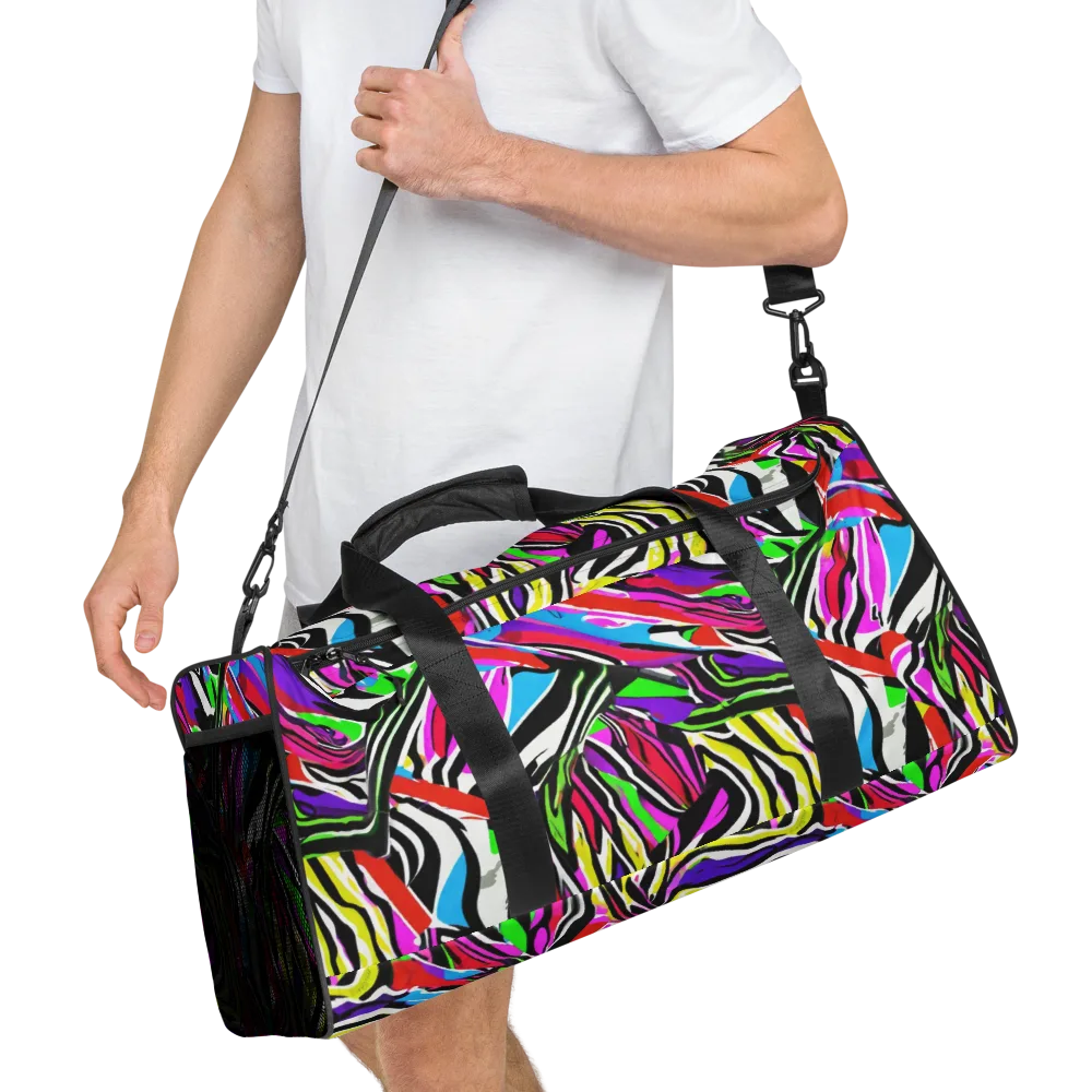 Neon Zebra Current on Duffle Bag — Right Front