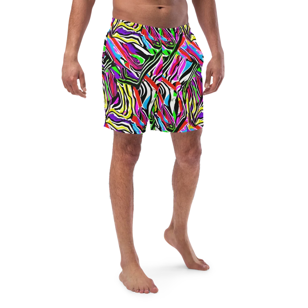Neon Zebra Current on Swim Trunks — Front