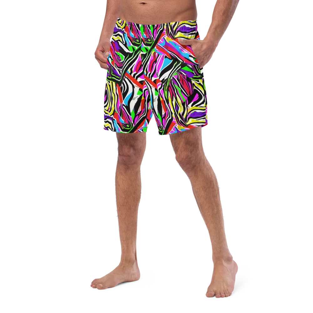 Neon Zebra Current on Swim Trunks — Left Front