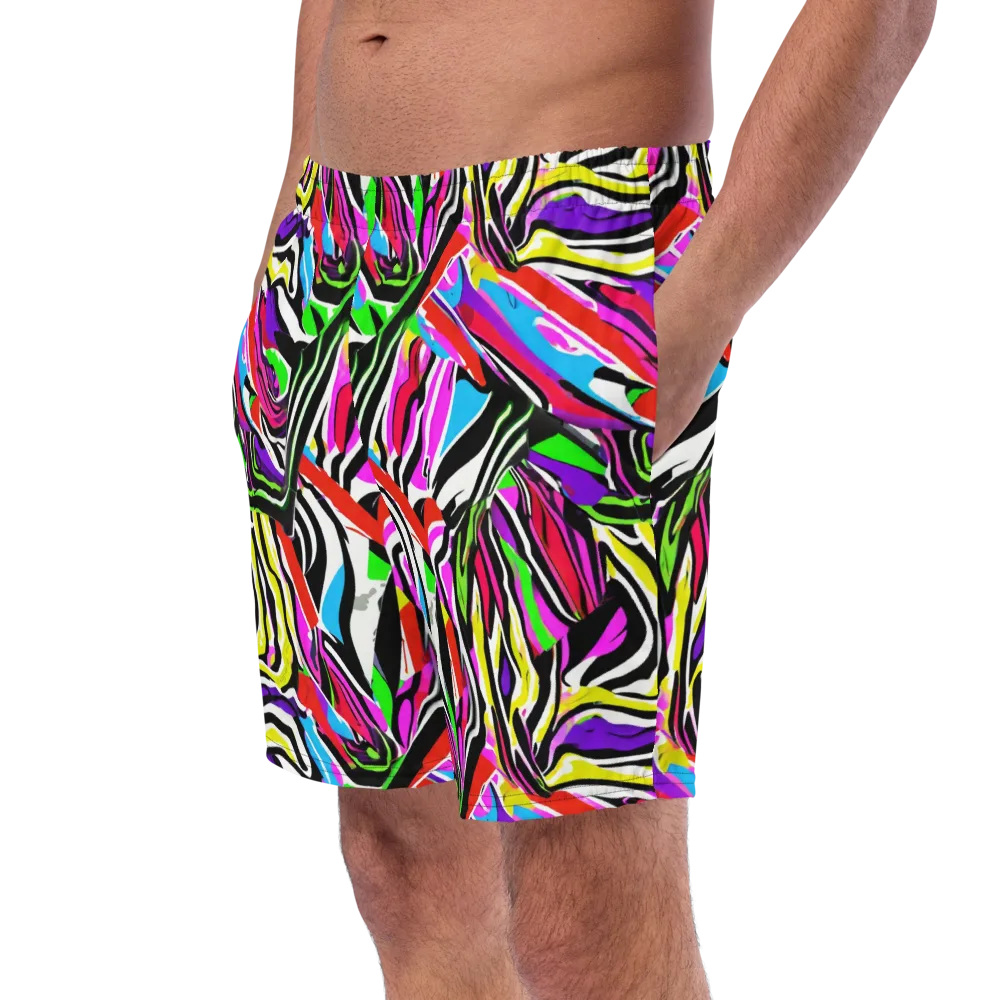 Neon Zebra Current on Swim Trunks — Left Front