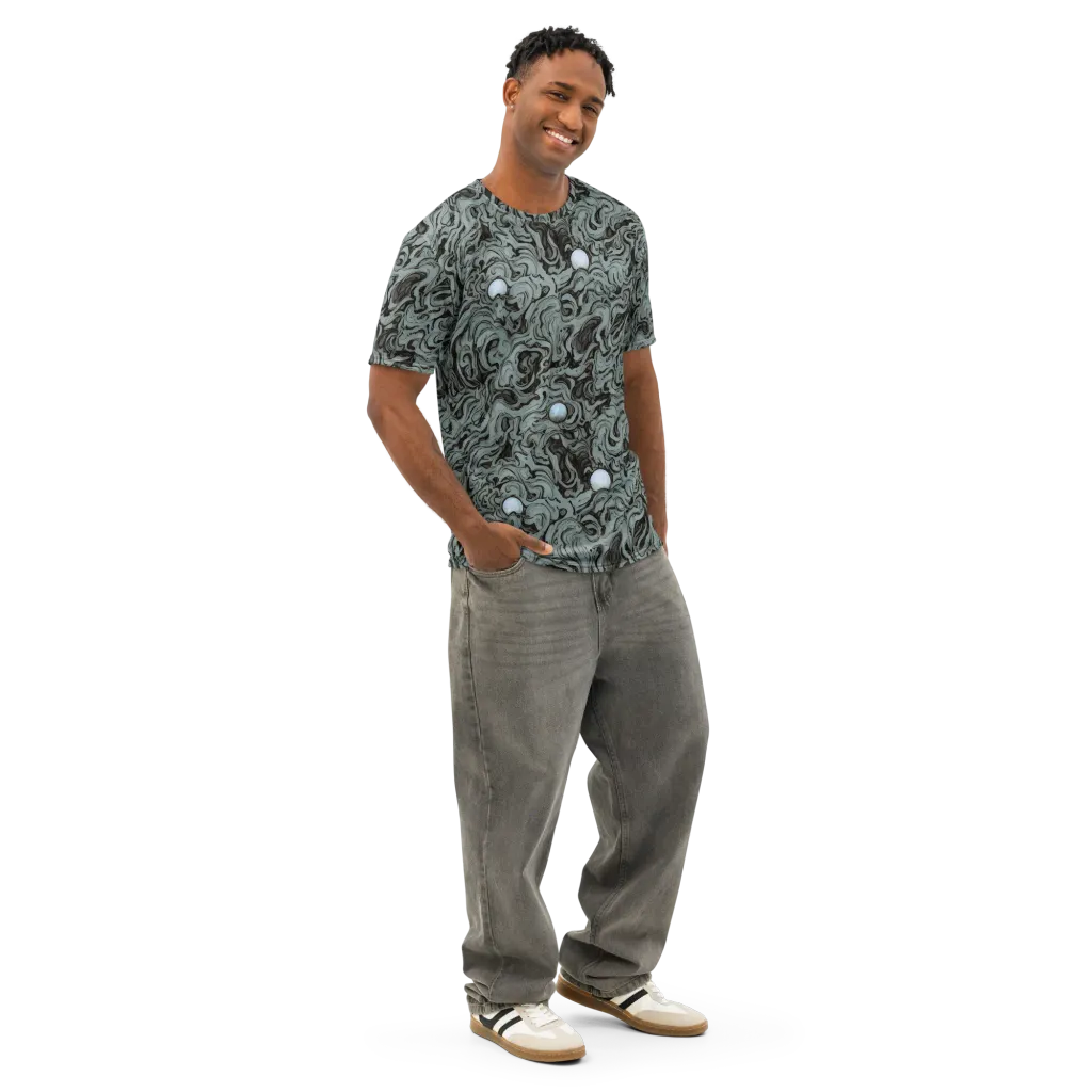 Caruso Swirl on Men's Cotton Crew Neck T-Shirt — Right Front