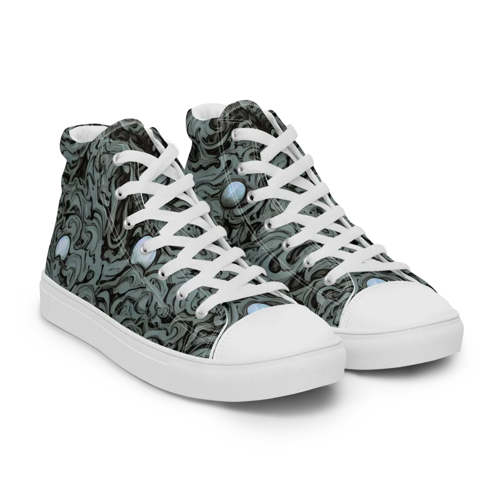 Caruso Swirl on Men's High Top Canvas Shoes — Right Front