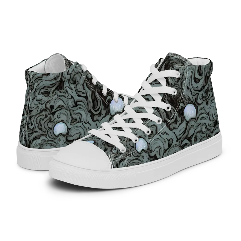 Caruso Swirl on Men's High Top Canvas Shoes — Left