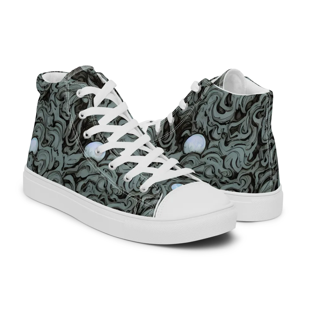 Caruso Swirl on Men's High Top Canvas Shoes — Right