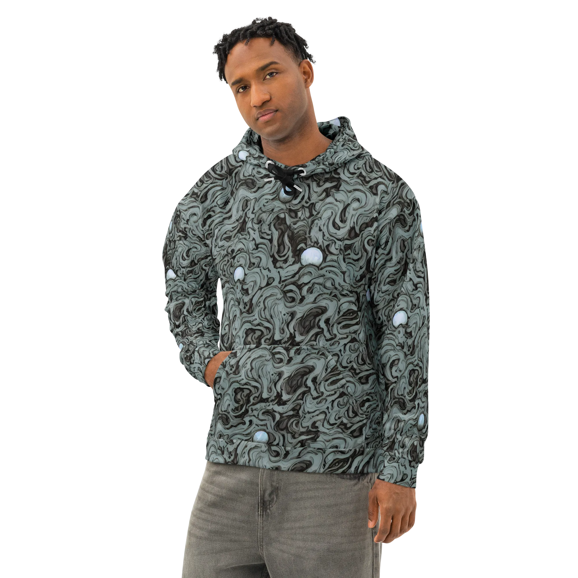 Caruso Swirl on Cotton Hoodie — Left Front