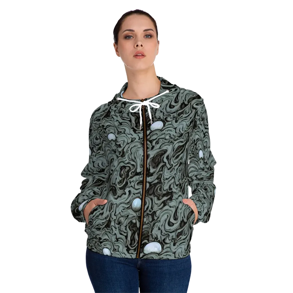 Caruso Swirl on Women's Full-Zip Hoodie — Front On Person