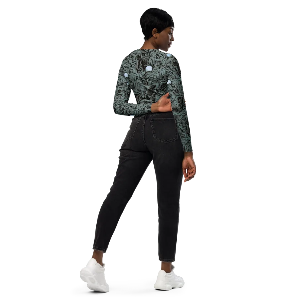 Caruso Swirl on Long Sleeve Crop Top — Right Back