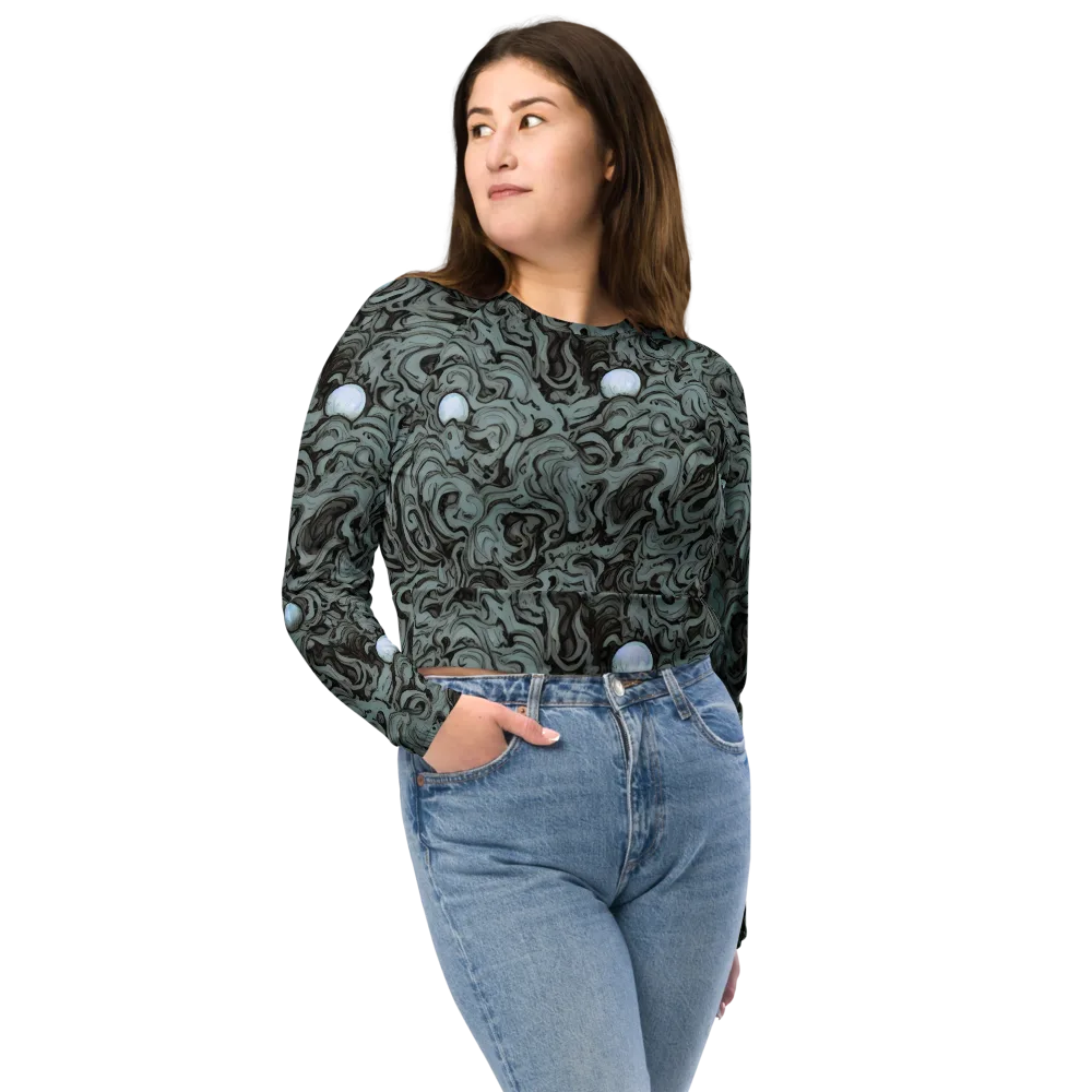 Caruso Swirl on Long Sleeve Crop Top — Front