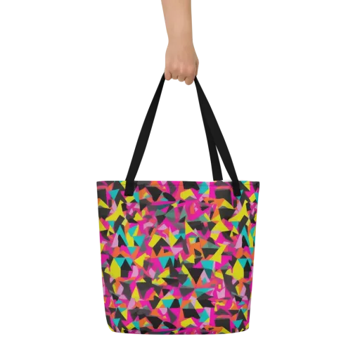 Afterparty Geometry on a Large Tote Bag W/ Pocket