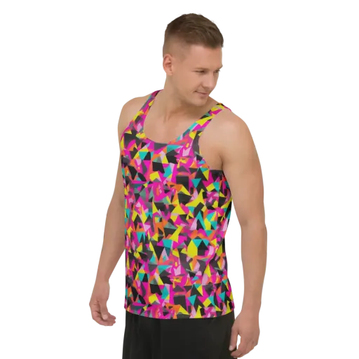 Afterparty Geometry on a Men's Tank Top