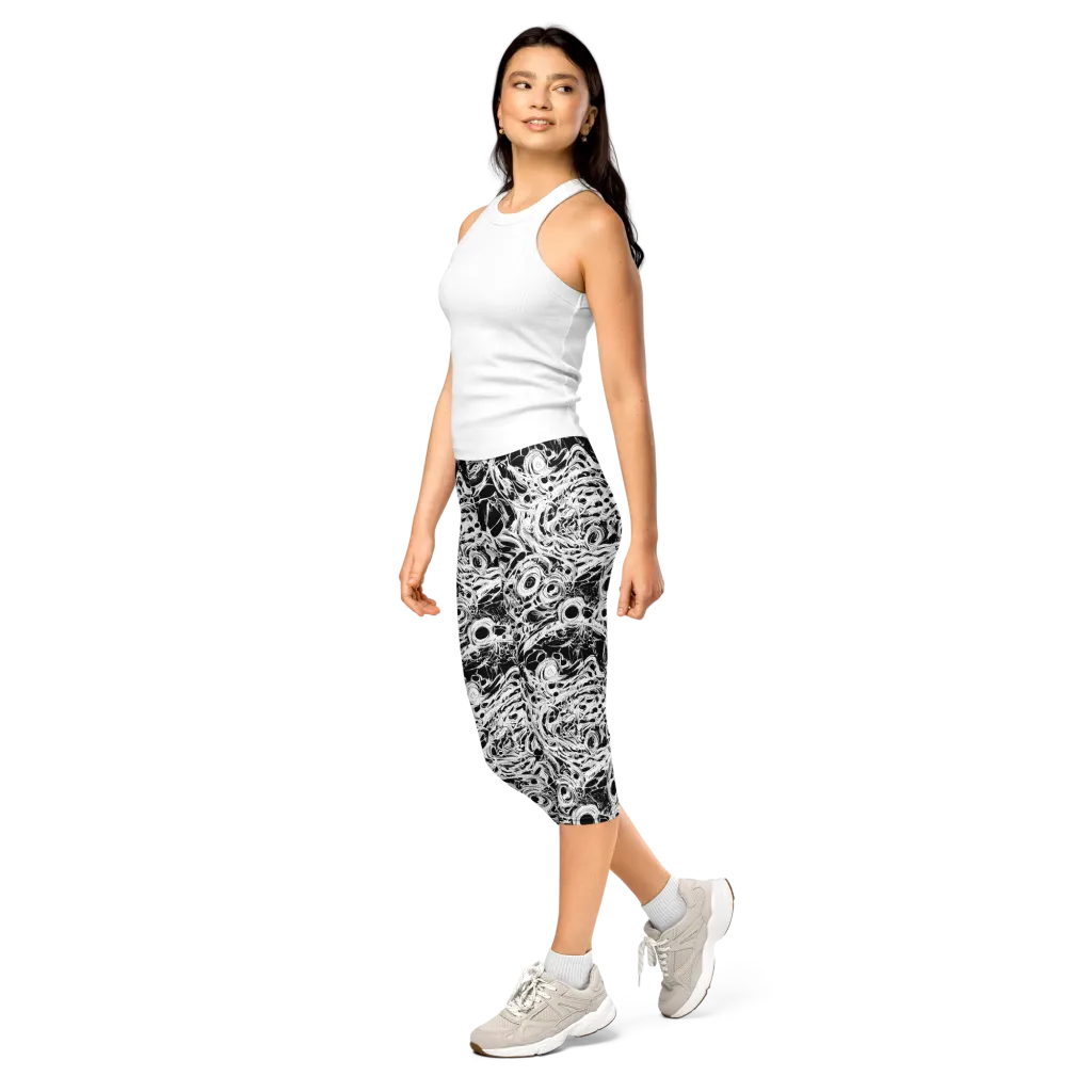 Noir Organism on Capri Leggings — Left Front