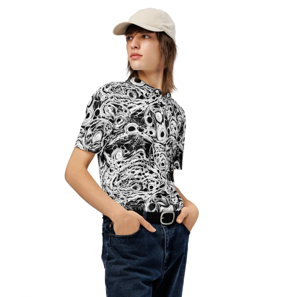 Noir Organism on Men's Slim Fit Polo Shirt — Right Front