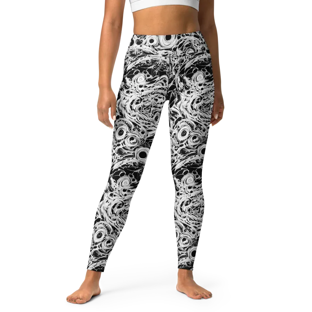 Noir Organism on Yoga Leggings — Front