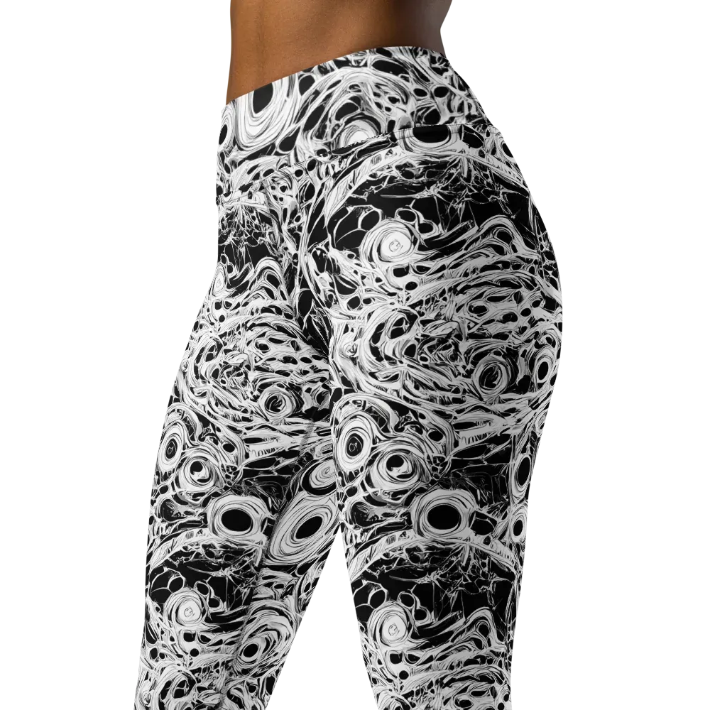 Noir Organism on Yoga Leggings — Left Front