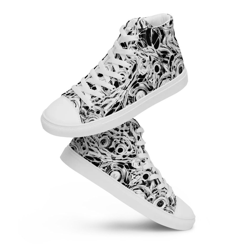 Noir Organism on Men's High Top Canvas Shoes — Front
