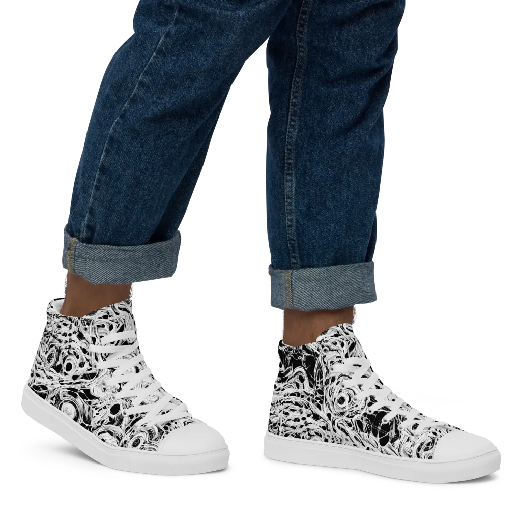 Noir Organism on Men's High Top Canvas Shoes — Right