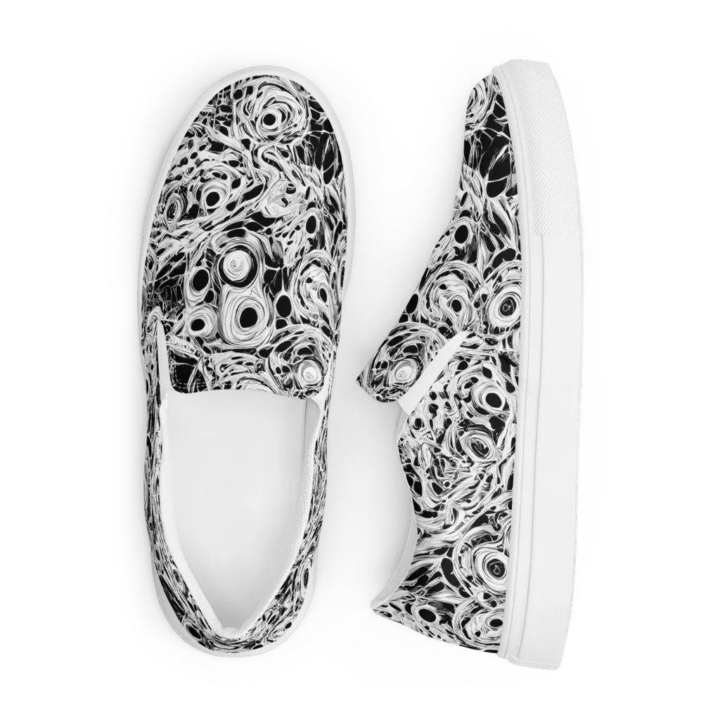 Noir Organism on Men's Slip-On Canvas Shoes — Front